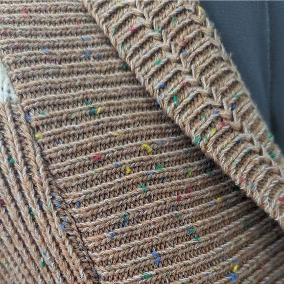 Vintage 70s Sears tan and‎ white striped rainbow cardigan sweater - Picture 8 of 10